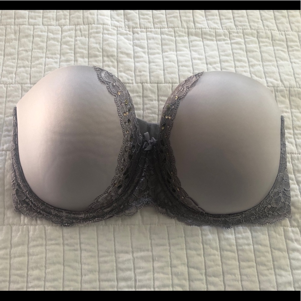 VS Lavender Sequined Strapless Bra